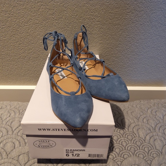 Steve Madden blue laced flats women's size 6.5 New never worn! - Picture 6 of 7